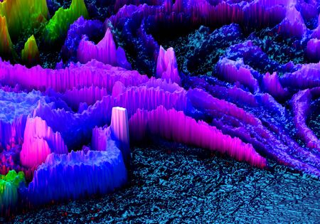 Neon colorful dark blue and purple hot explosion liquid paint and Decorative bright texture fluid cloud blue backgroundsの写真素材