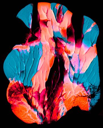 Beautiful dark colorful abstract pattern and blurred blots of rectangular shapes on a black...