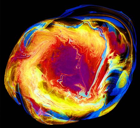 Abstract rainbow watercolor colorful background and Paint strokes isolated on black backgroundの写真素材