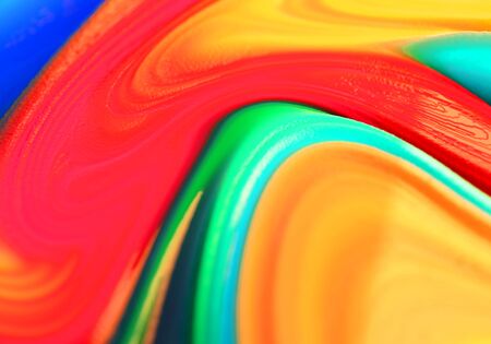 Neon colorful light orange and green hot explosion liquid paint and Decorative bright texture fluid cloud blue backgroundsの写真素材