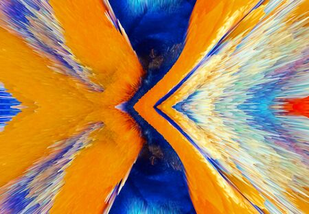 light orange and dark blue bright colorful abstract texture as a bright festive fun background with spaceの写真素材