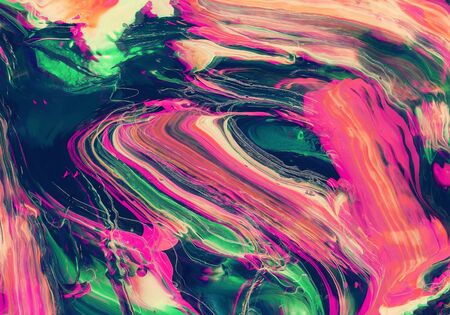 Mixing dark pink and green Color abstract painting background of Art Ink Paint Explode Colorful Fantasy Spreadの写真素材
