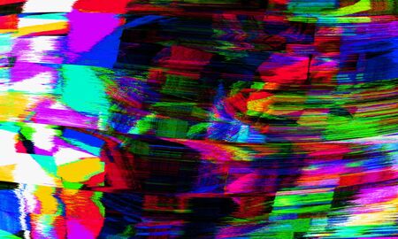 dark rainbow colorful program glitch with straight lines and with bright light