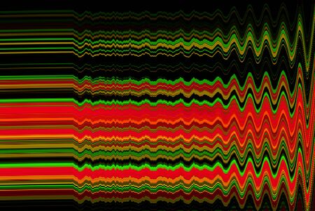 green and red and black colorful program glitch with straight lines and with bright light for...