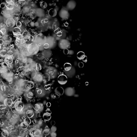 the middle and side and the under appear white water bubbles with a dark black background shaped abstract for the black backgroundの写真素材