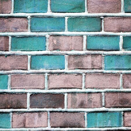 greenish blue and gray colored wall brick Abstract grunge background with distressed aged texture and brush painting backgroundの写真素材