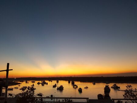 sunset and sunrise blue sea beautiful seascape panorama. Composition of nature abstract background patternの写真素材
