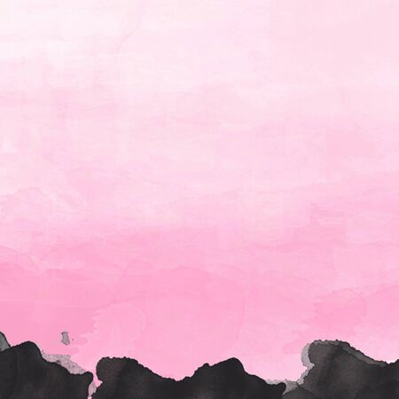 pink water color art texture abstract Background,art color and down black color in white backgroundの写真素材