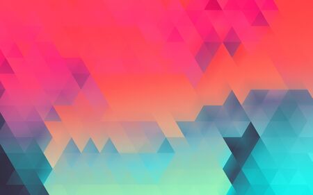 red and greenish blue color triangle blur gradient background design. Abstract geometric background...
