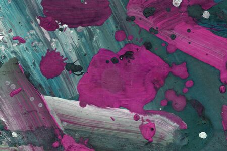 purple and green grunge watercolor abstract art background with multicolor stripes and space hand...