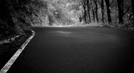 black and white in the road track beautiful Road turning in the hills and Mountain road grassland...