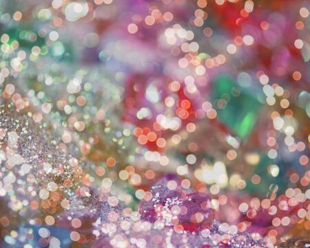 purple blur christmas lights background.abstract Lights unfocused blur light dots black background.の写真素材