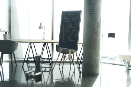 modern co working office interior style architecture with brown chair,white table with concept office interiorの写真素材