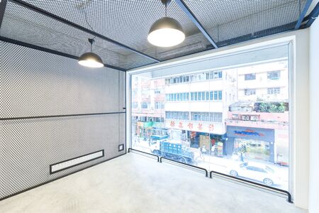 creative co working space office center with white cupboard,white wallpaper modern open space or...