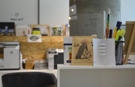 modern co working office interior style architecture with black chair,white table with concept office interiorの写真素材