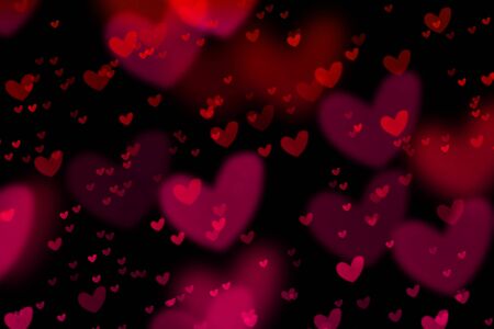 pink and red heart blur magic particles isolated effect abstract glitter on black background