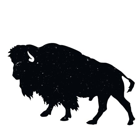 bison shadow animal icon silhouettes isolated on dark black graphical in white backgroundの写真素材
