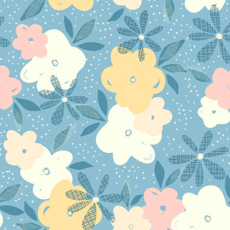 abstract minimalist texture with colorful leaf and flower pattern on background.の写真素材