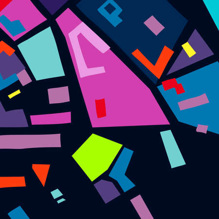 abstract colorful purple and yellow with red square modern texture and elegant pattern on dark blue background.の写真素材