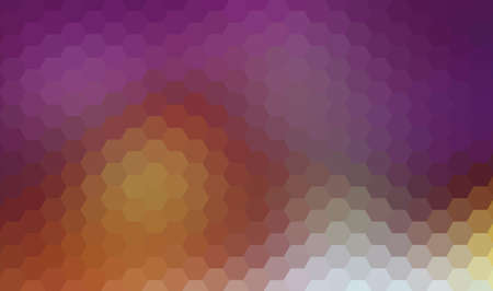 abstract orange and purple hexagonal texture with geometric overlay pattern on colorful background.の写真素材