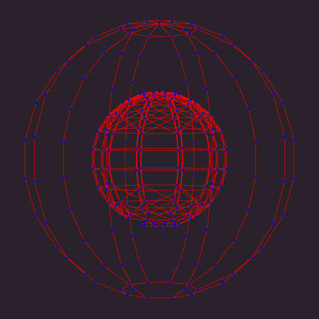 abstract red fantasy node dark polygonal space with blue lines particles texture on dark red background.の写真素材