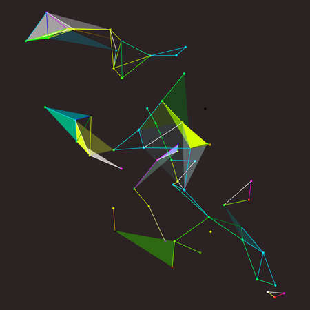 abstract colorful fantasy node dark polygonal space with dots and blue lines particles texture on...