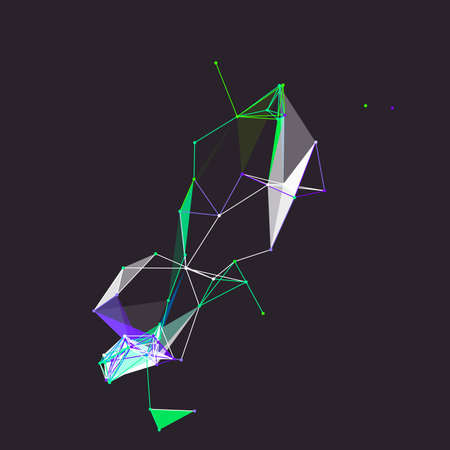 abstract colorful fantasy node dark polygonal space with dots and blue lines particles texture on dark background.の写真素材