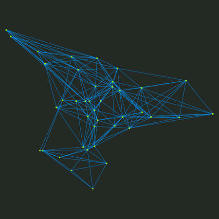 abstract light blue fantasy node dark polygonal space with dots and lines particles texture on dark...