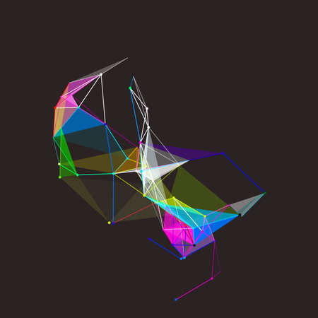 abstract colorful fantasy node dark polygonal space with dots and blue lines particles texture on...