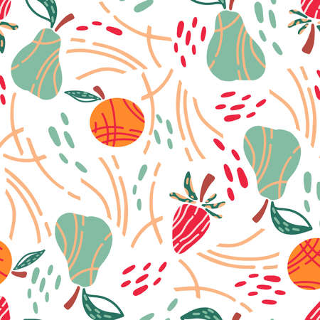 beautiful fruit realistic pattern with green leaves texture on white background.の写真素材