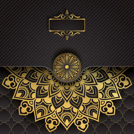 abstract light gold and black luxury ornament texture and dark carbon black on dark black background.の写真素材