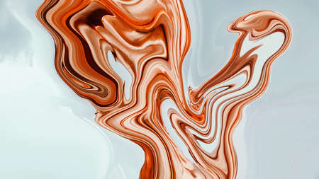 colorful orange swirl abstract luxury spiral texture and paint liquid acrylic pattern on black background.の写真素材