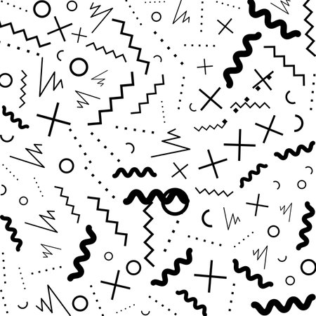 abstract geometric dark black simple pattern with line striped line monochrome fabric on white background.の写真素材