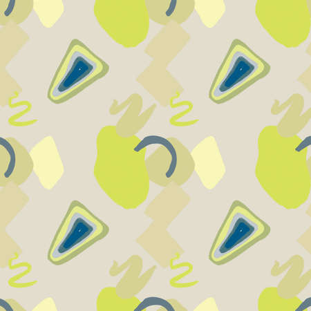 abstract light green and chocolate cute summer cartoon pattern with different kids triangle and watercolor on white background.の写真素材