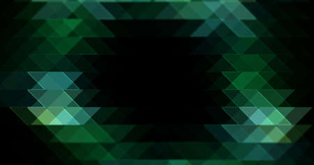 abstract light green mosaic stained glass effect hexagon stone gradient texture with triangle geometric on dark black background.の写真素材