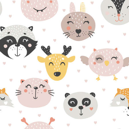 animal weasel pattern minimal trendy style and safari summer kid print on white background.の写真素材