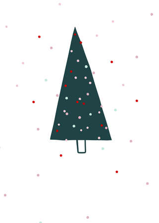 abstract dark green tree christmas pattern minimal style and light star on white background.の写真素材