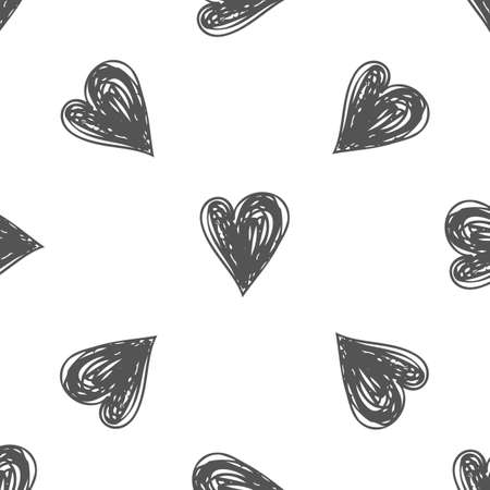 black sweet cute pattern with sweet love heart and abstract edge texture on white background.の写真素材