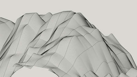 abstract gray wave geometric frequency shiny wave with lines and smooth stripe on gray background.の写真素材