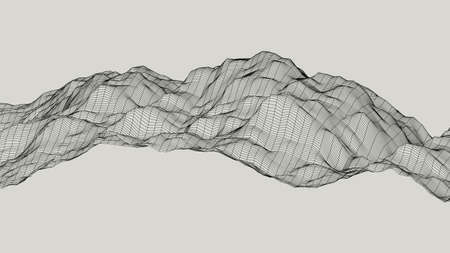 abstract gray wave geometric frequency shiny wave with lines and smooth stripe on gray background.の写真素材