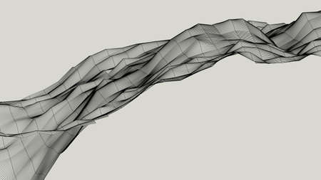 abstract gray wave geometric frequency shiny wave with lines and smooth stripe on gray background.の写真素材