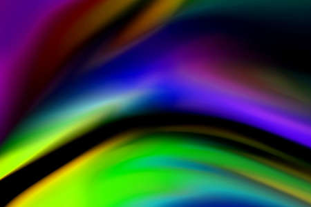 abstract distorted light blue and green yellow chromatic light dreamy wave texture with colorful dynamic fluid pattern on dark black background.の写真素材