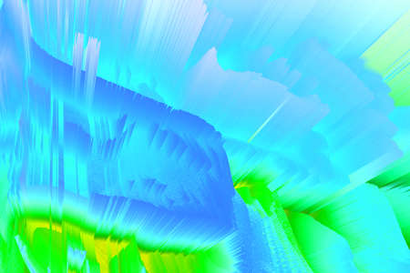 abstract light green and blue holographic fantasy world pattern with artistic fluid surface on dark blue background.の写真素材