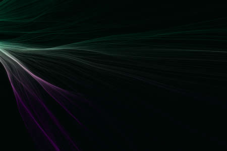 abstract dark purple and green lighting root unique line overlay pattern with luxury heavy surface texture on dark black background.の写真素材