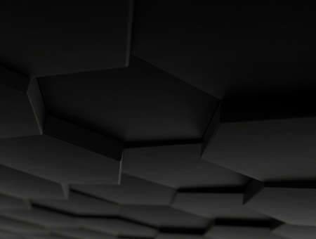 abstract dark black geometric hexagon marbling surface luxury texture with surface hexagonal pattern on dark black background.の写真素材