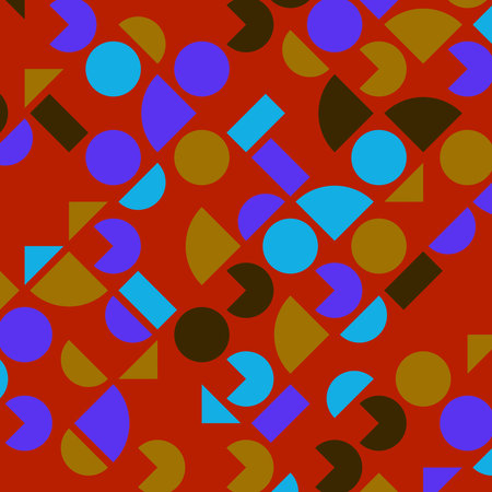 abstract geometric colorful blue and orange bright triangle shape luxury pattern with mosaic surface geometric on dark red background.の写真素材