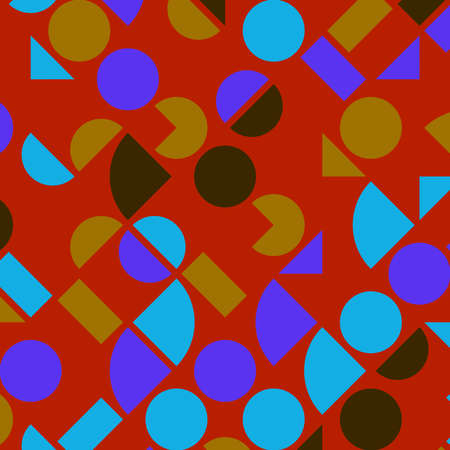 abstract geometric colorful blue and orange bright triangle shape luxury pattern with mosaic surface geometric on dark red background.の写真素材