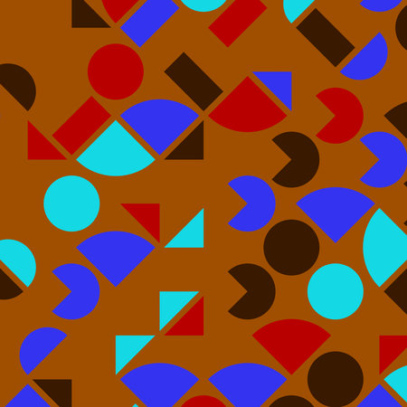 abstract geometric blue,red and chocolate colorful bright triangle shape luxury pattern with mosaic surface geometric on dark orange background.の写真素材