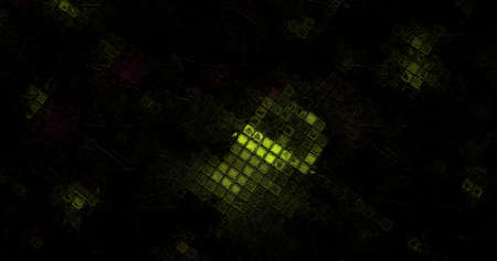abstract light yellow space galaxy painterly effect distressed stripes texture with colorful grunge messy paint pattern on black background.の写真素材