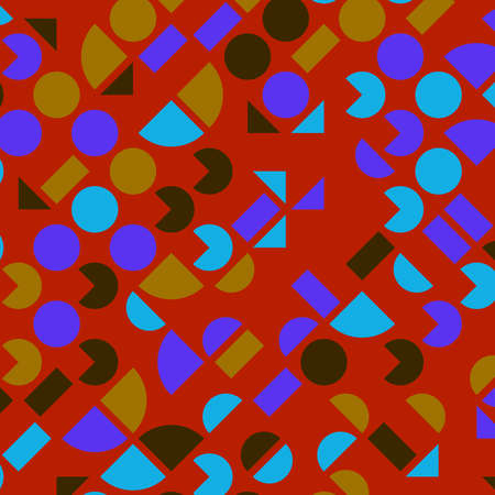 abstract geometric colorful blue and orange bright triangle shape luxury pattern with mosaic surface geometric on dark red background.の写真素材